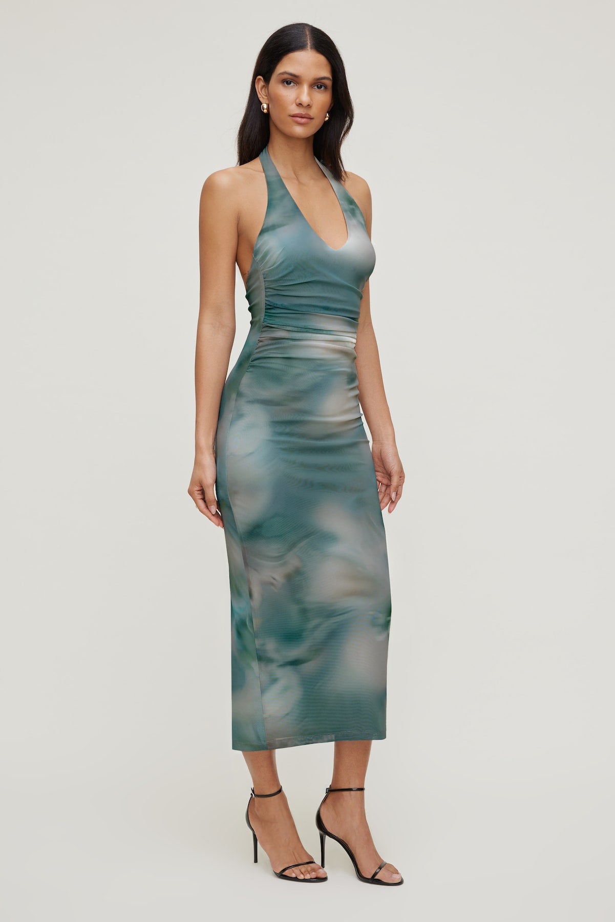 Reia Halter Mesh Maxi Dress Blue - Dynamite