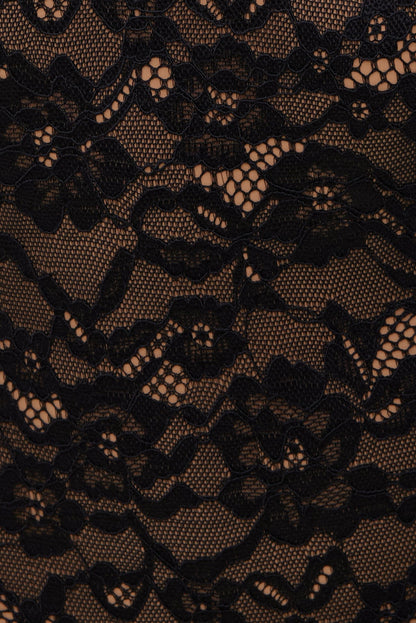 Lace Plunge Bodysuit Black - Dynamite