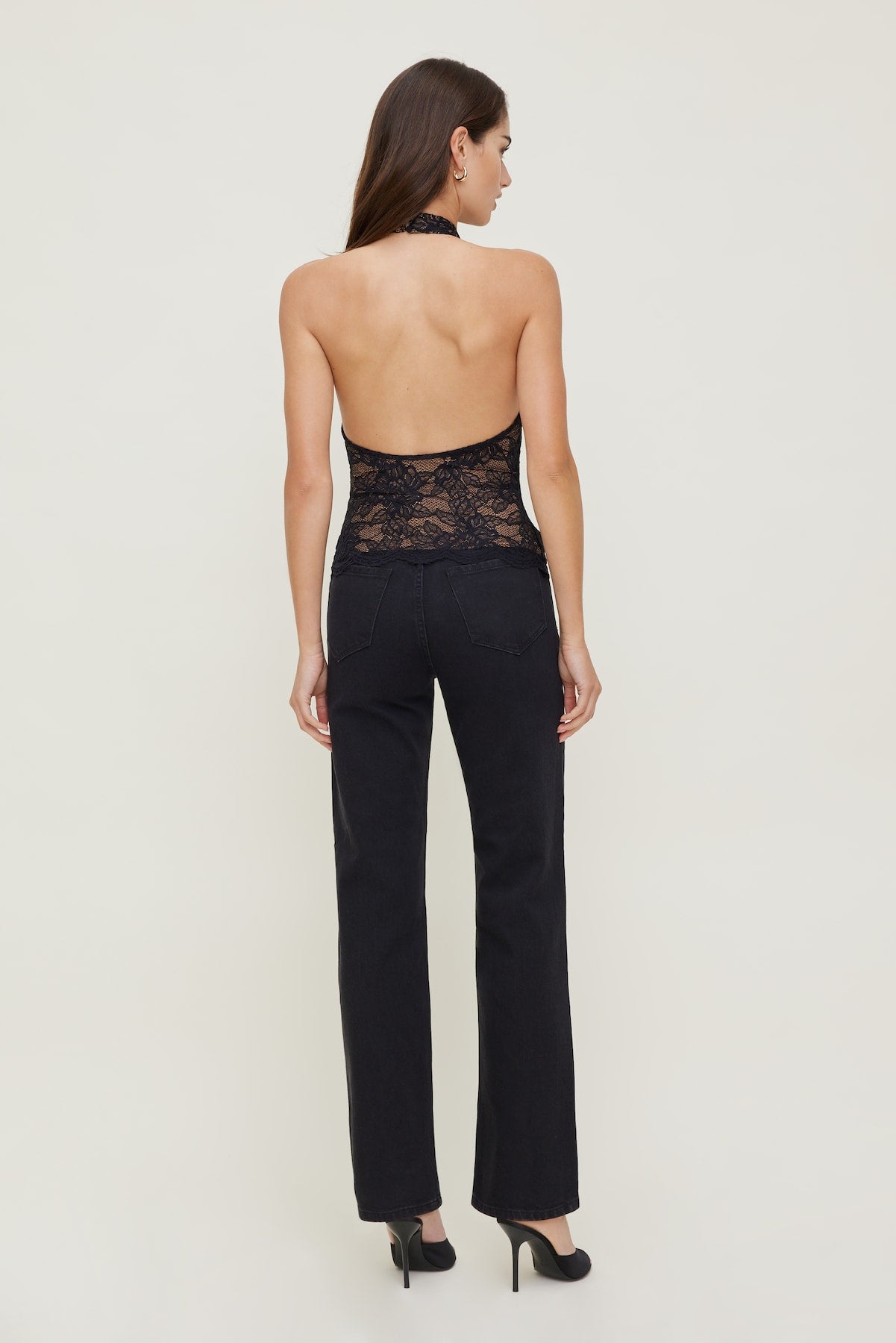 Lace Halter Top Black - Dynamite
