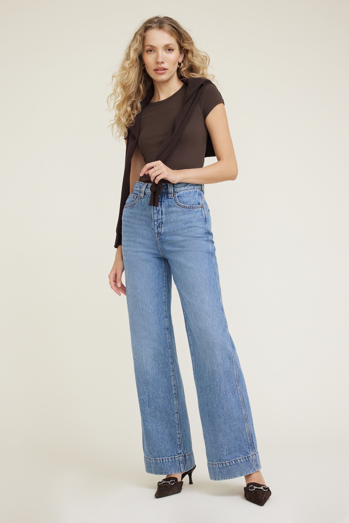 Lennon Ultra High Rise Wide Leg Column Jeans Blue - Dynamite