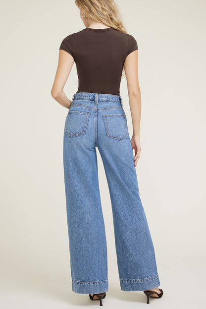 Lennon Ultra High Rise Wide Leg Column Jeans Blue - Dynamite