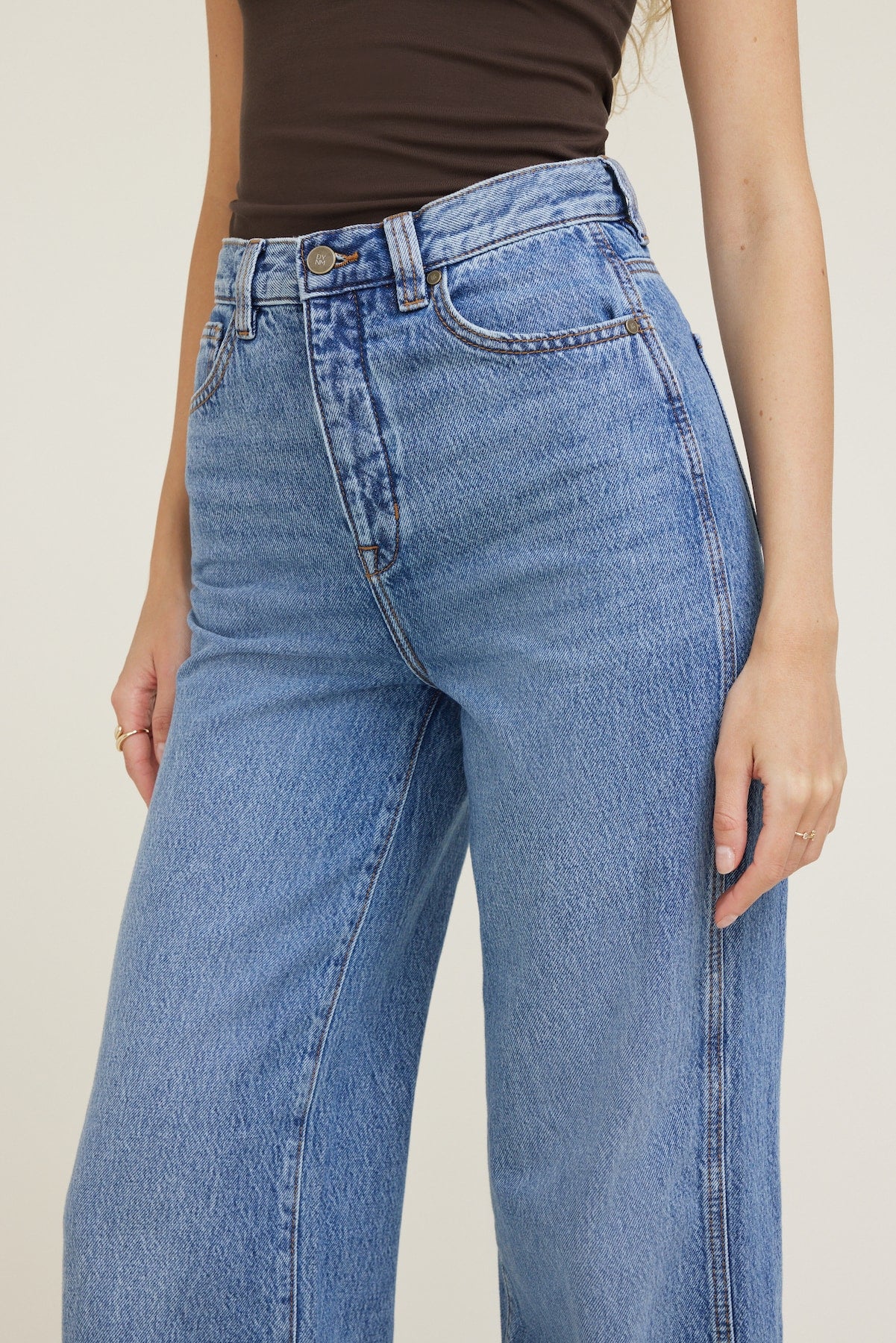 Lennon Ultra High Rise Wide Leg Column Jeans Blue - Dynamite