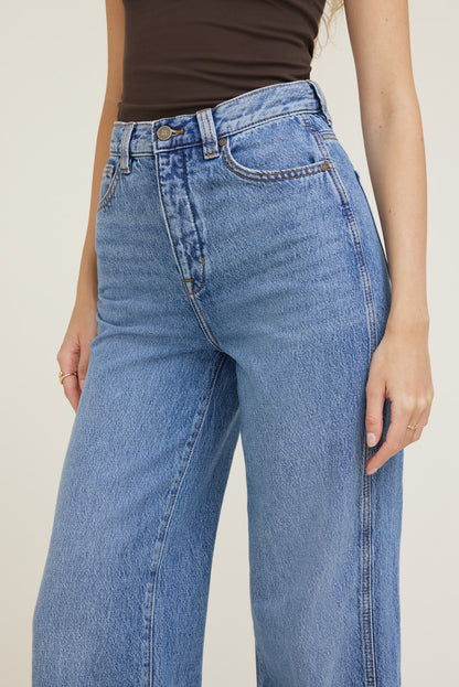 Lennon Ultra High Rise Wide Leg Column Jeans Blue - Dynamite