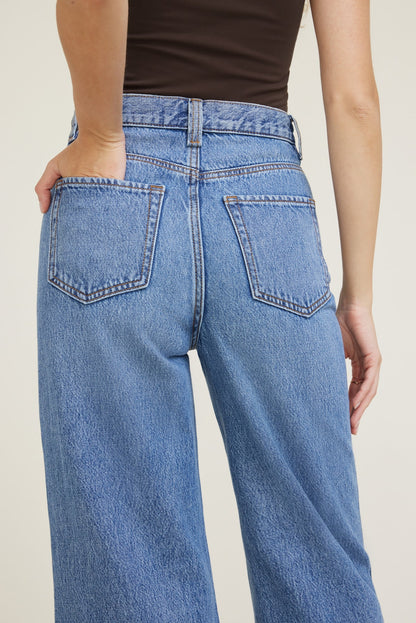 Lennon Ultra High Rise Wide Leg Column Jeans Blue - Dynamite
