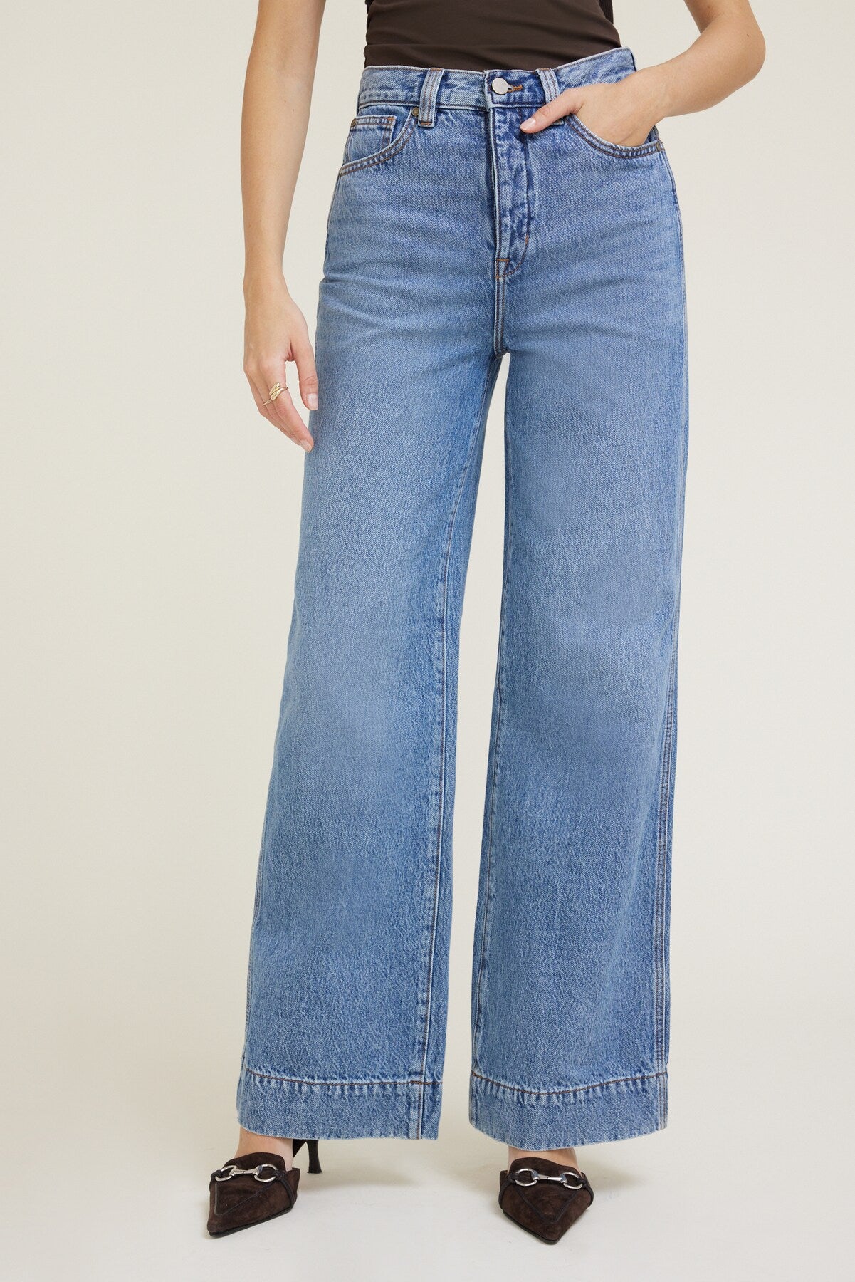Lennon Ultra High Rise Wide Leg Column Jeans Blue - Dynamite
