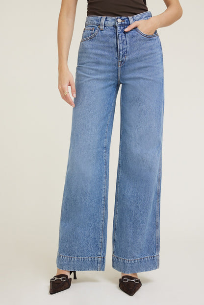 Lennon Ultra High Rise Wide Leg Column Jeans Blue - Dynamite