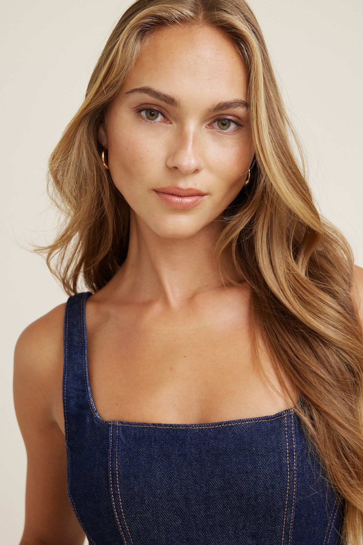 Flared Denim Maxi Dress Blue - Dynamite