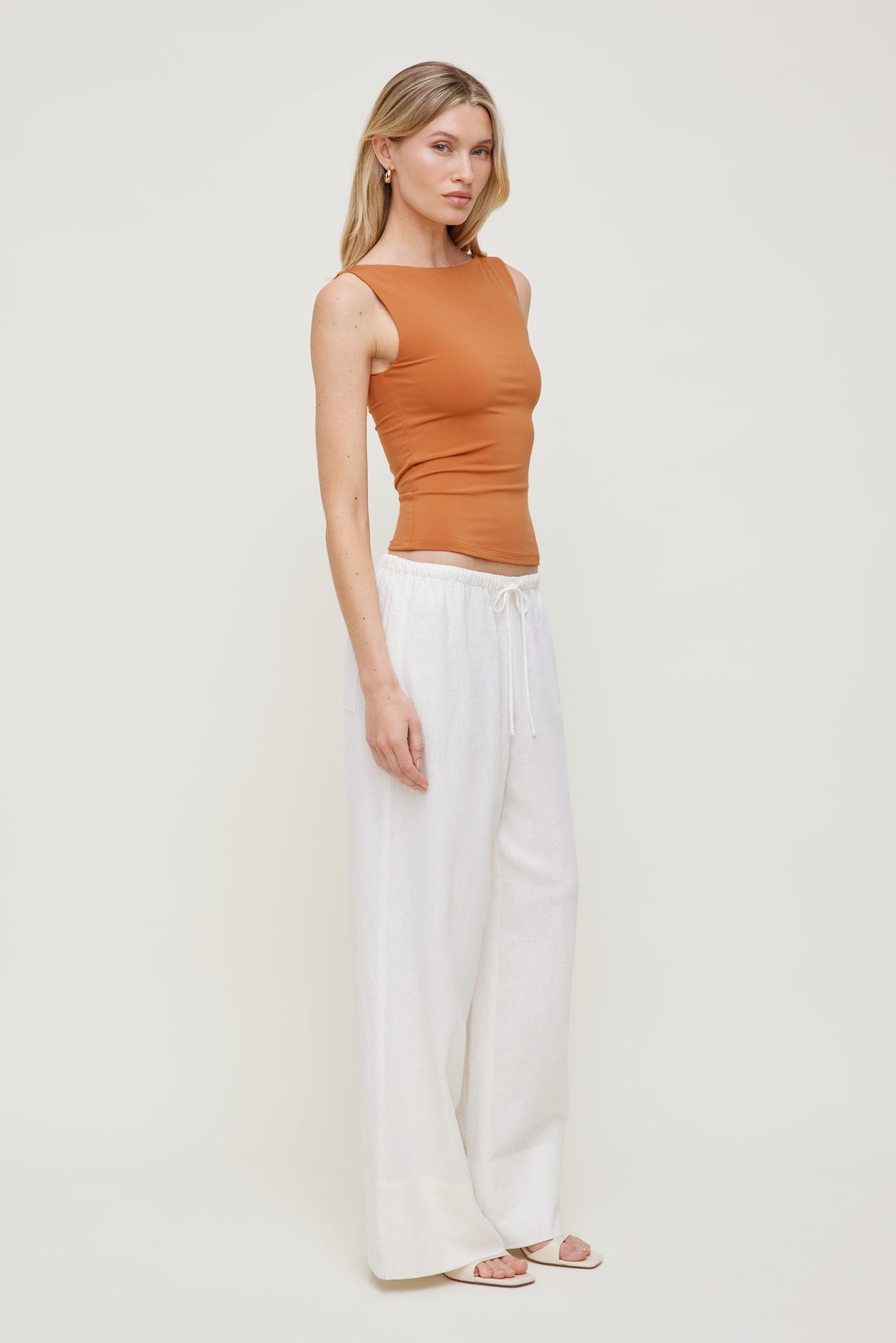 Nola Sculpt Tank Top Orange - Dynamite