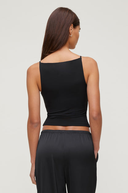 Sculpt Strappy Boat Neck Tank Top Black - Dynamite