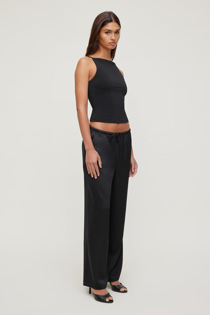 Sculpt Strappy Boat Neck Tank Top Black - Dynamite