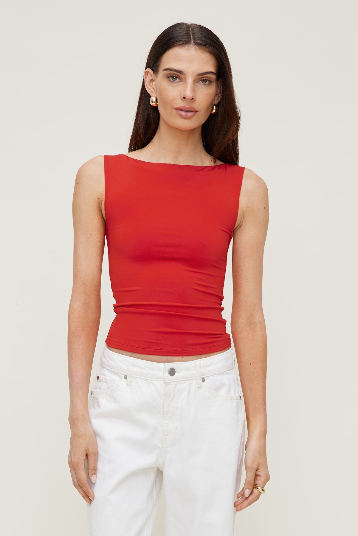 Nola Sculpt Tank Top Red - Dynamite