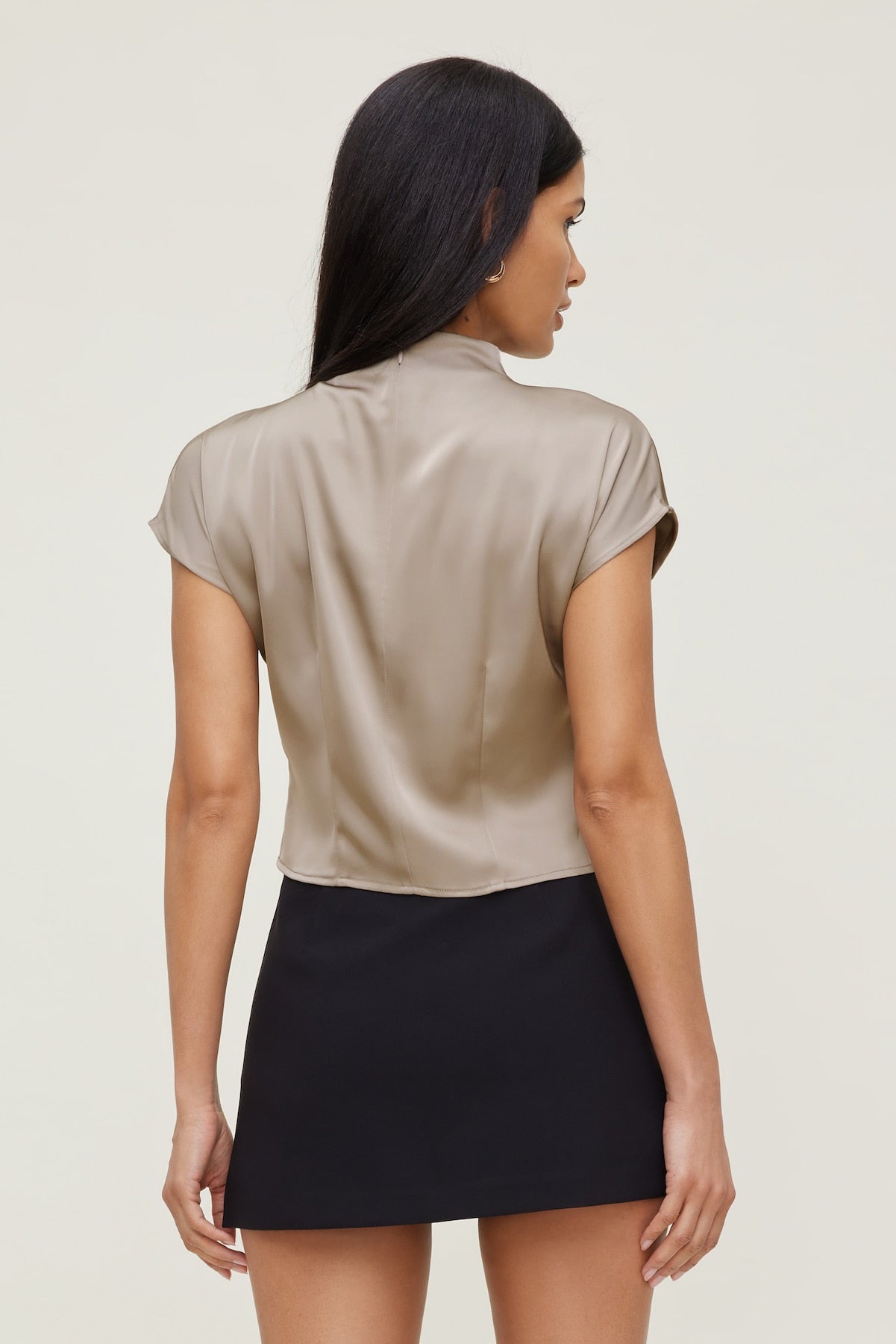 Ella Layered Satin Blouse Beige - Dynamite