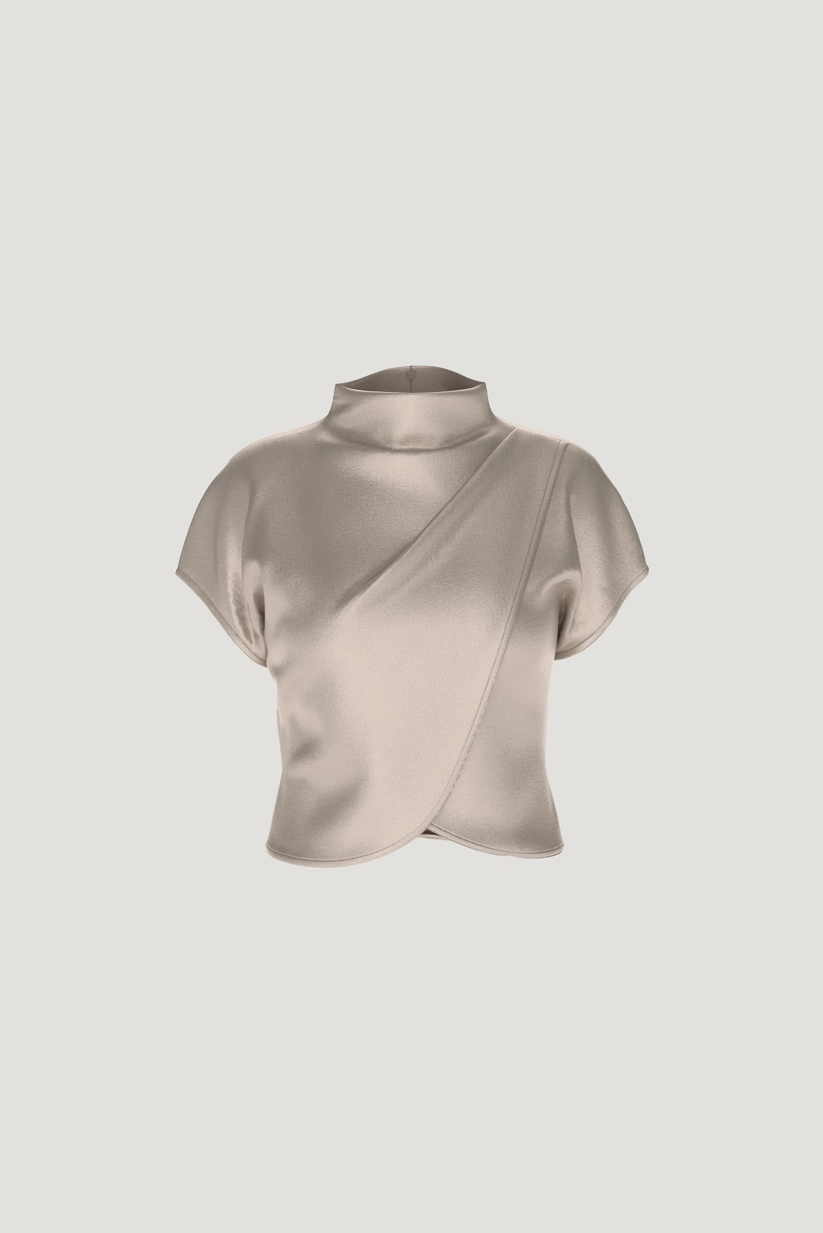 Ella Layered Satin Blouse Beige - Dynamite