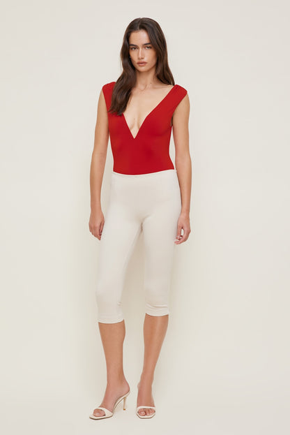 Sculpt Plunge Sweetheart Bodysuit Red - Dynamite