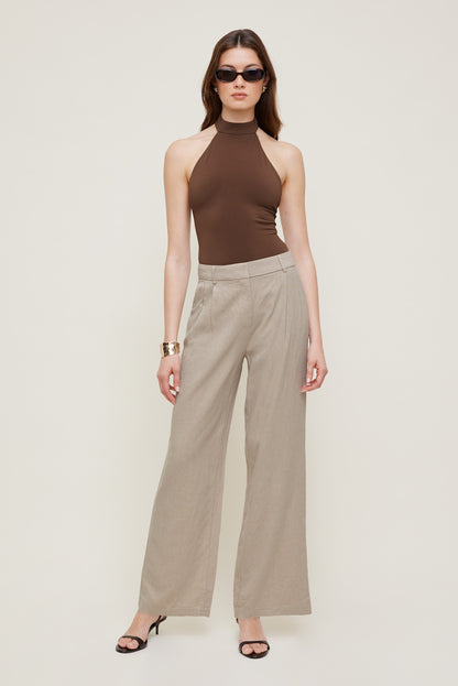 Sculpt Halter Neck Bodysuit Brown - Dynamite