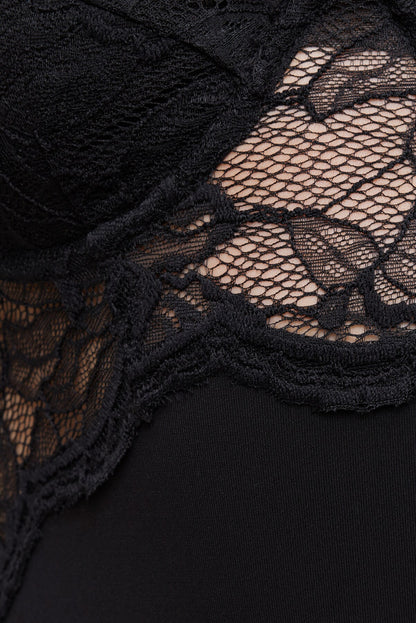 Lace Bustier Bodysuit Black - Dynamite