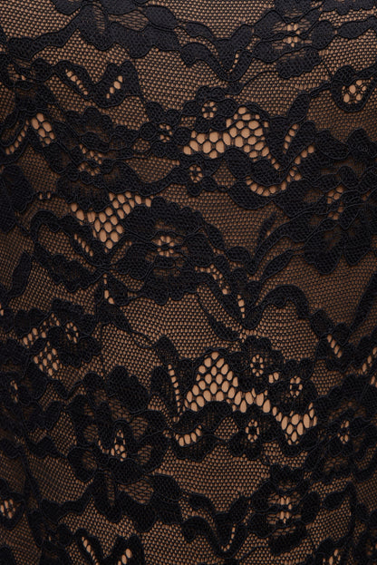 Mock Neck Lace Bodysuit Black - Dynamite