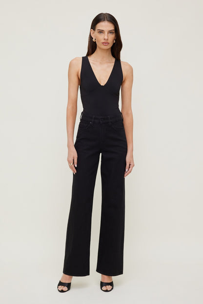 Sculpt Plunging V Neck Bodysuit Black - Dynamite