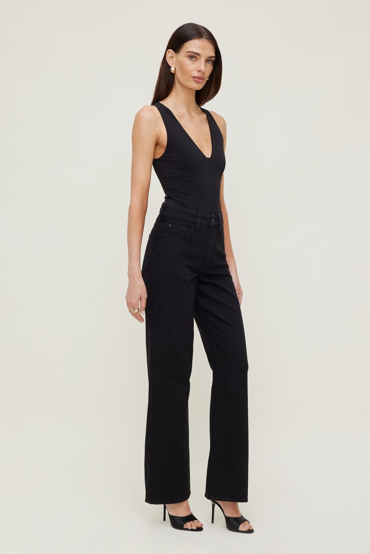 Sculpt Plunging V Neck Bodysuit Black - Dynamite