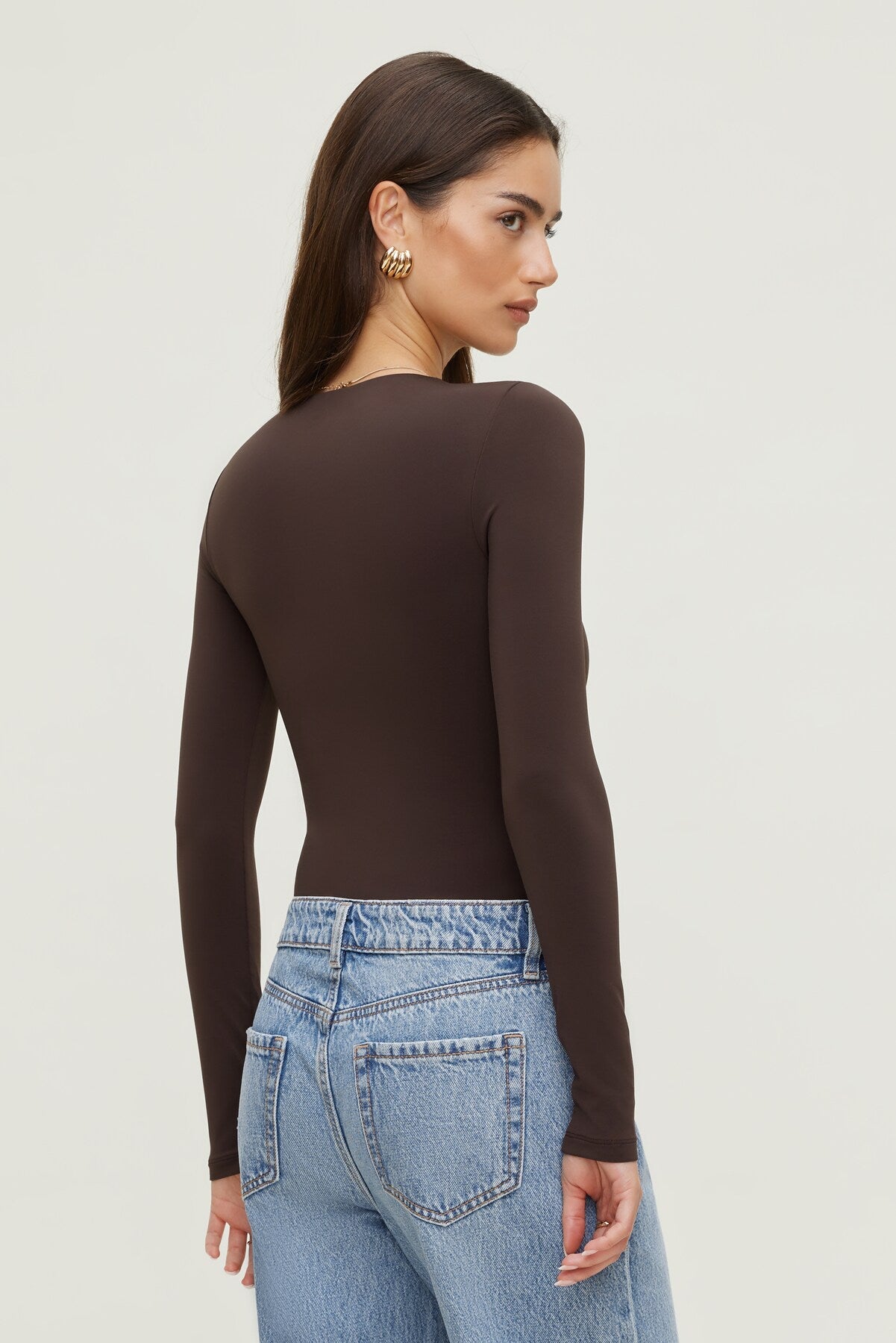 Sculpt Crewneck Bodysuit Brown - Dynamite