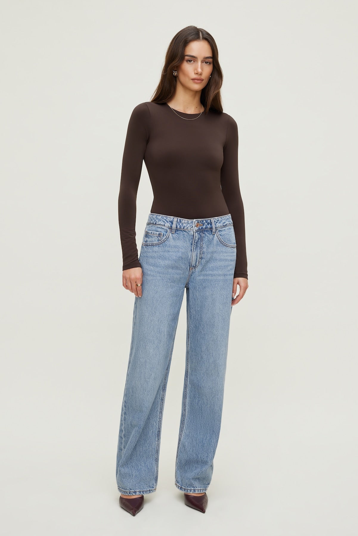 Sculpt Crewneck Bodysuit Brown - Dynamite