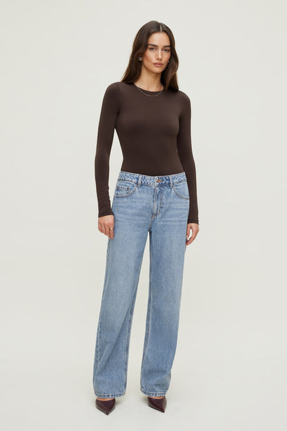 Sculpt Crewneck Bodysuit Brown - Dynamite