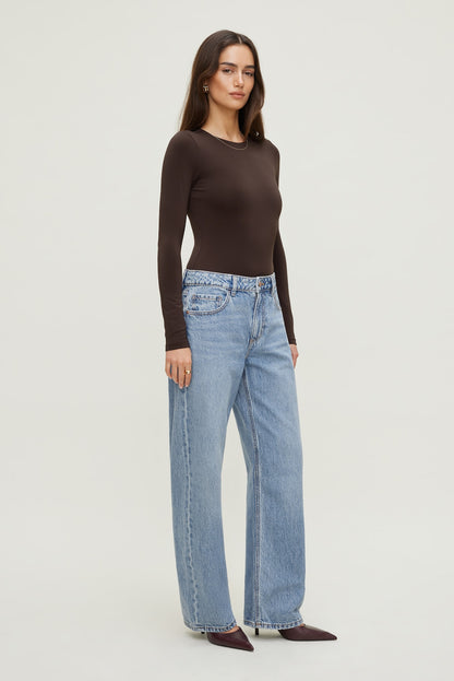 Sculpt Crewneck Bodysuit Brown - Dynamite