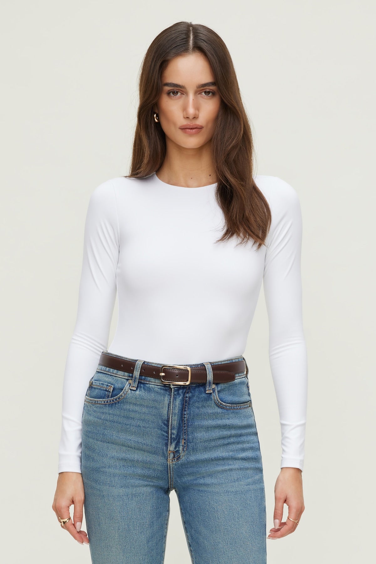 Sculpt Crewneck Bodysuit White - Dynamite