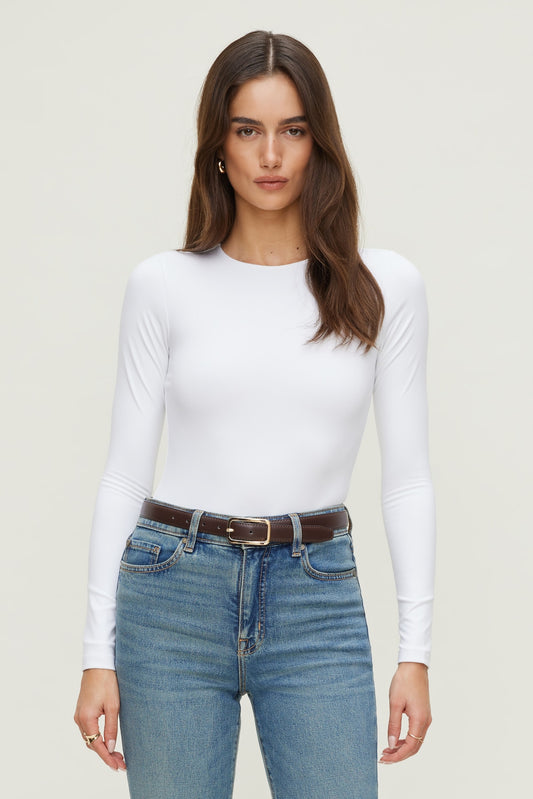 Sculpt Crewneck Bodysuit White - Dynamite