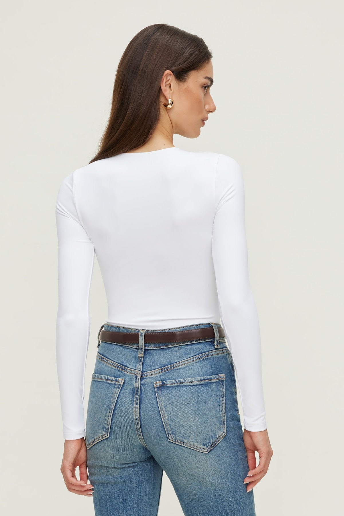 Sculpt Crewneck Bodysuit White - Dynamite