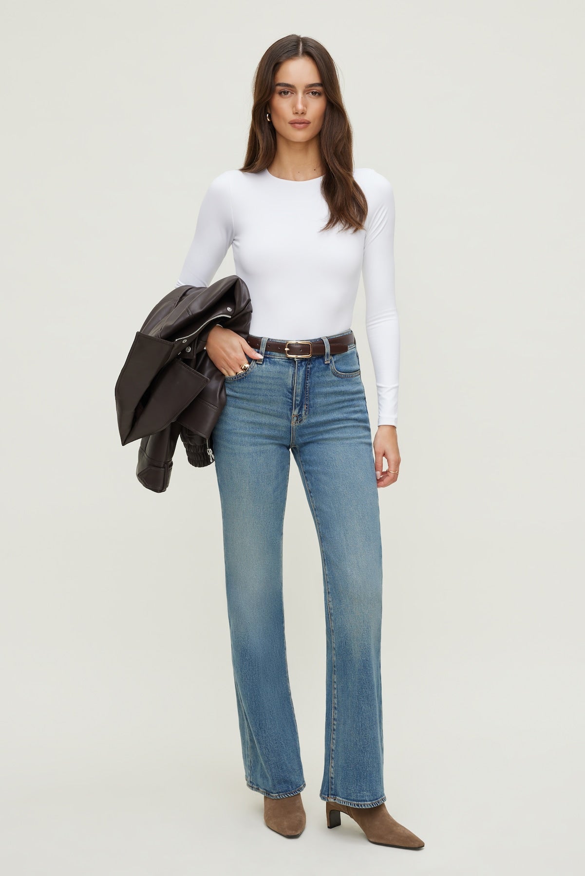 Sculpt Crewneck Bodysuit White - Dynamite
