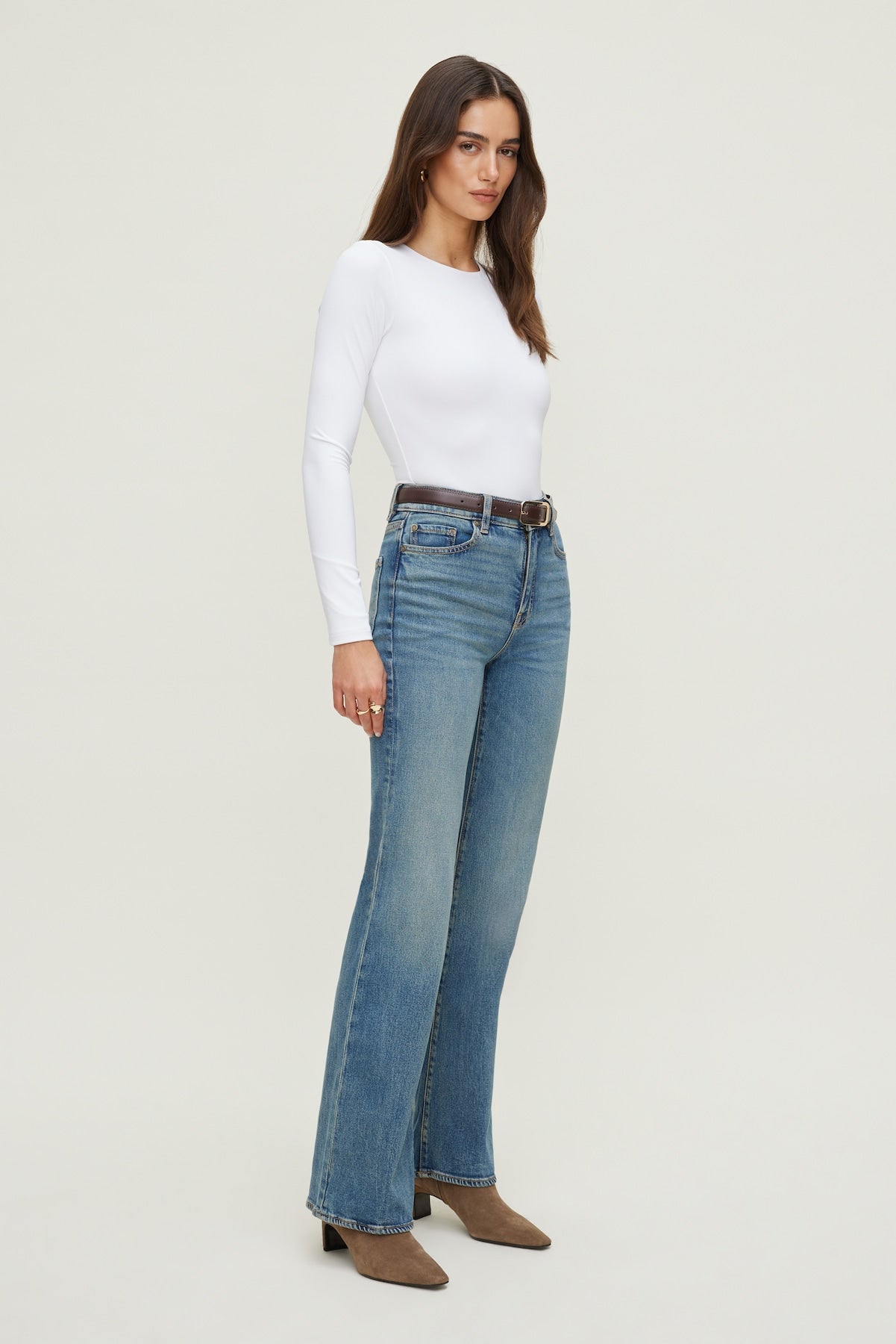 Sculpt Crewneck Bodysuit White - Dynamite