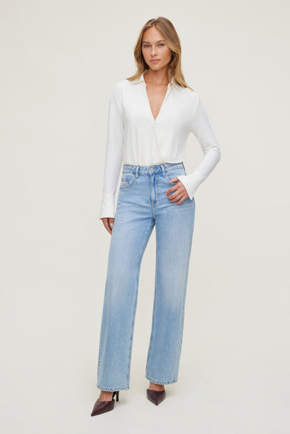 Sculpt Collared Bodysuit Beige - Dynamite