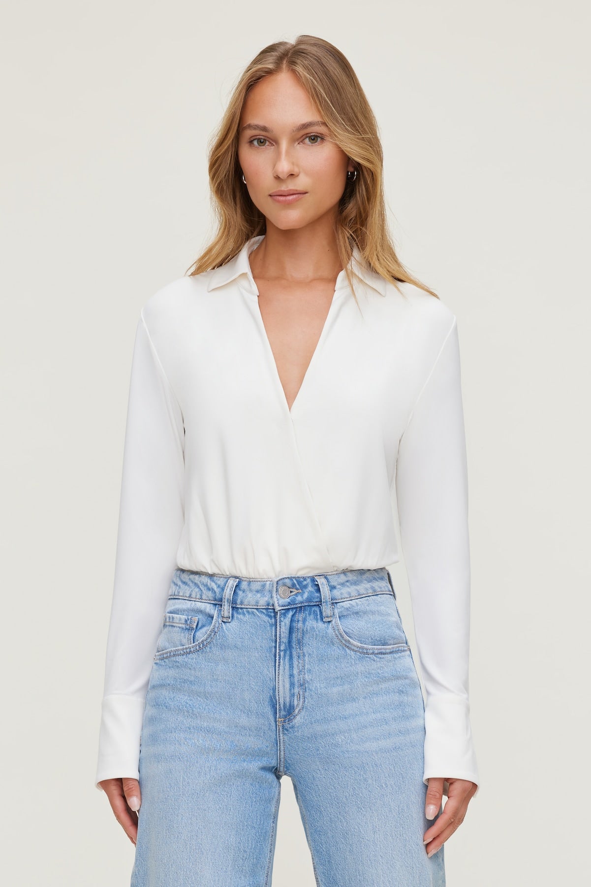 Sculpt Collared Bodysuit Beige - Dynamite