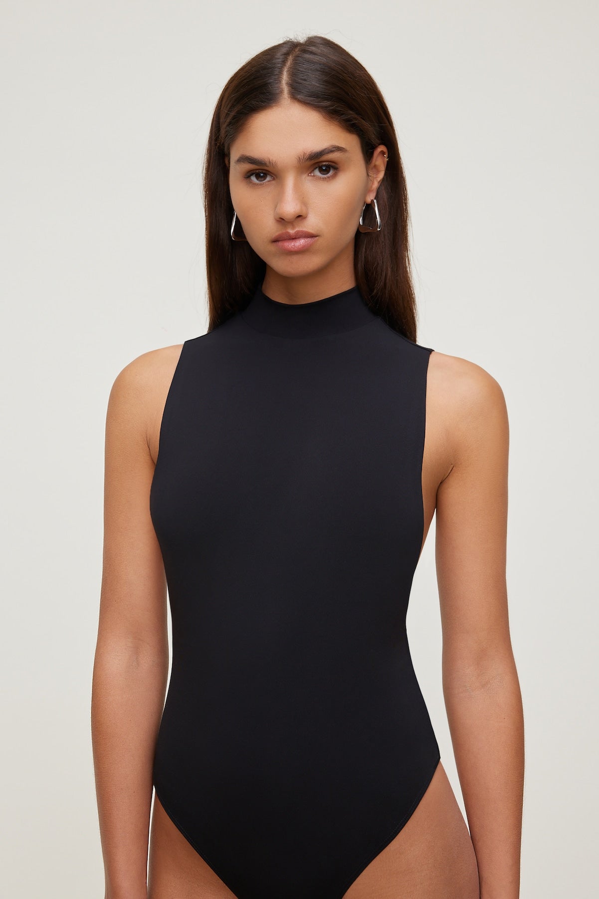 Sculpt Mock Neck Sleeveless Bodysuit Black - Dynamite