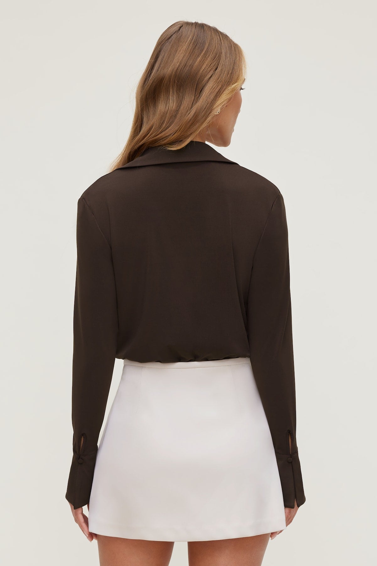 Sculpt Collared Bodysuit Brown - Dynamite