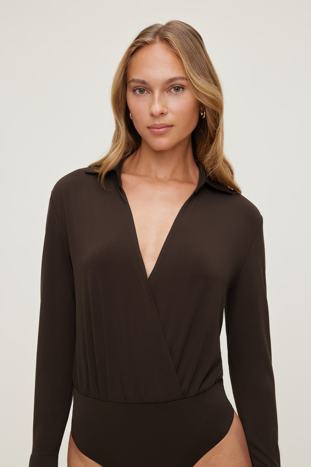 Sculpt Collared Bodysuit Brown - Dynamite