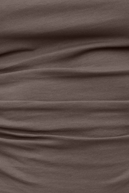 Andrea Shirred Jersey T Shirt Brown - Dynamite