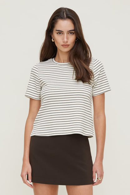 Everyday Striped Heavy Cotton T Shirt Brown - Dynamite