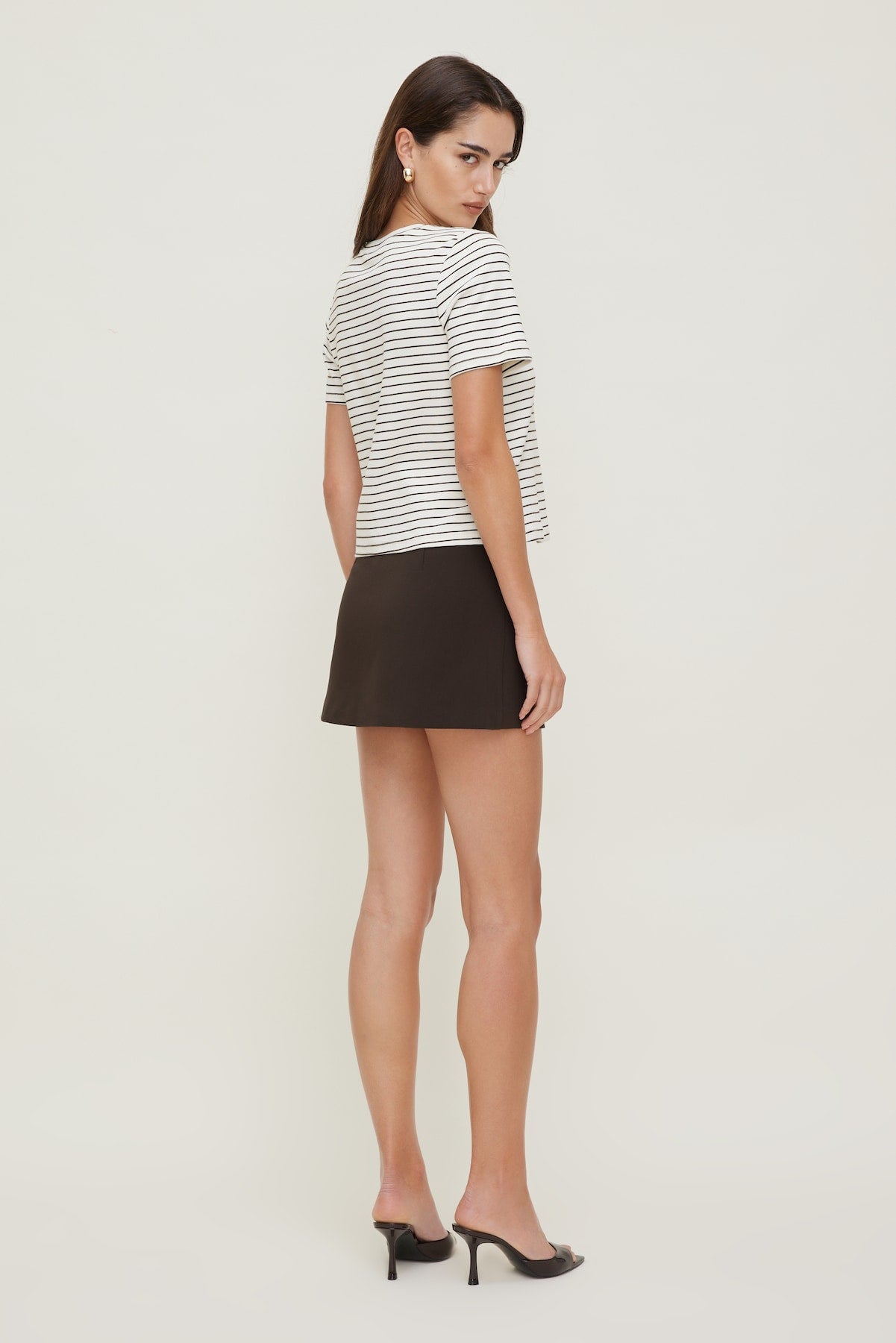 Everyday Striped Heavy Cotton T Shirt Brown - Dynamite