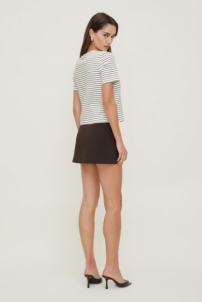 Everyday Striped Heavy Cotton T Shirt Brown - Dynamite