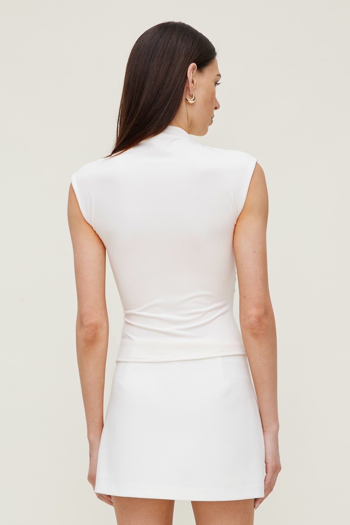 Sculpt Shirred T Shirt White - Dynamite