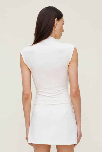 Sculpt Shirred T Shirt White - Dynamite