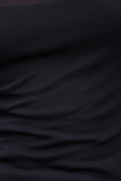 Sheer Layered Cami and Long Sleeve T Shirt Black - Dynamite