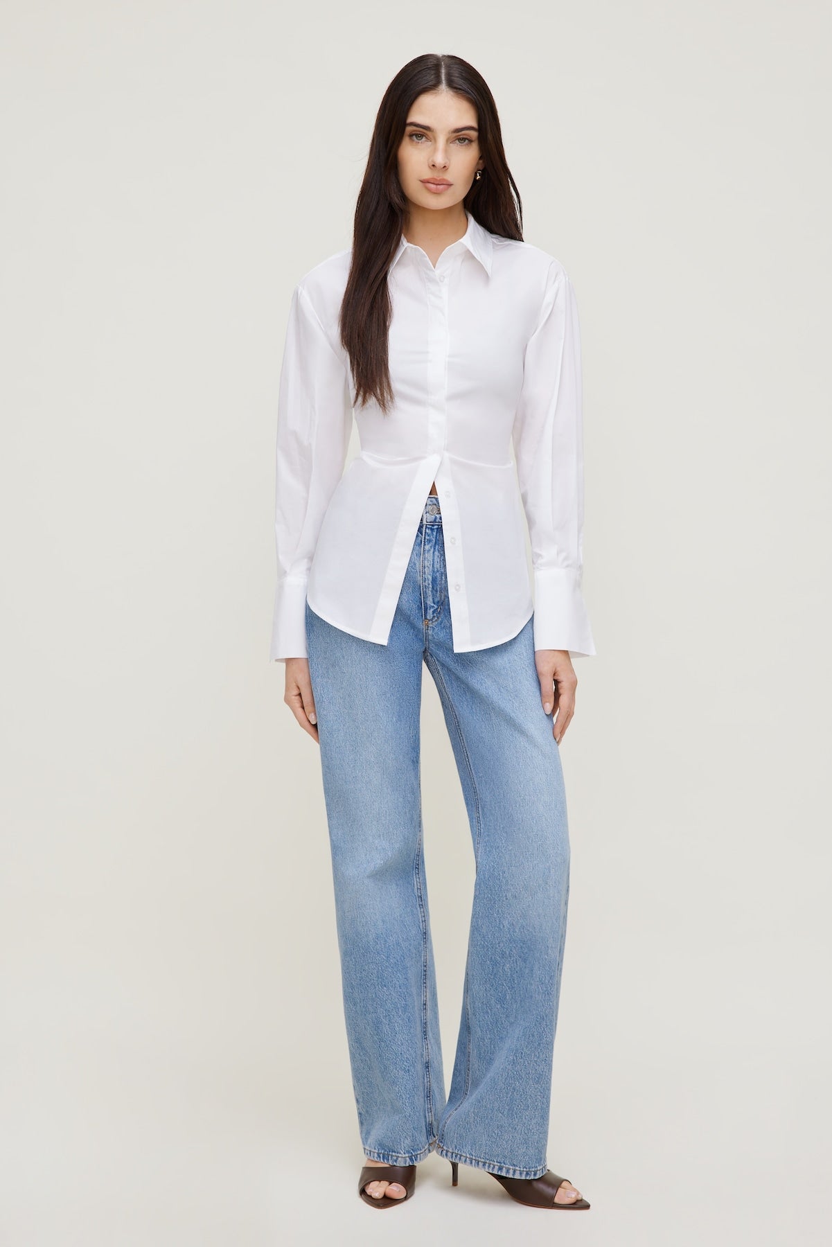 Poplin Cinch Back Shirt White - Dynamite