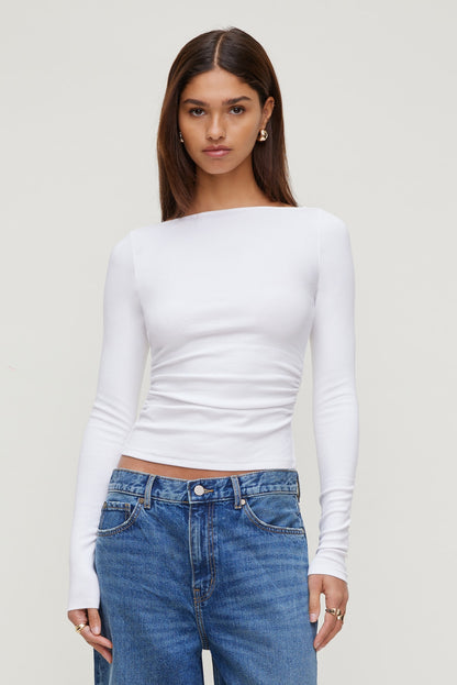 Stella Long Sleeve T Shirt White - Dynamite