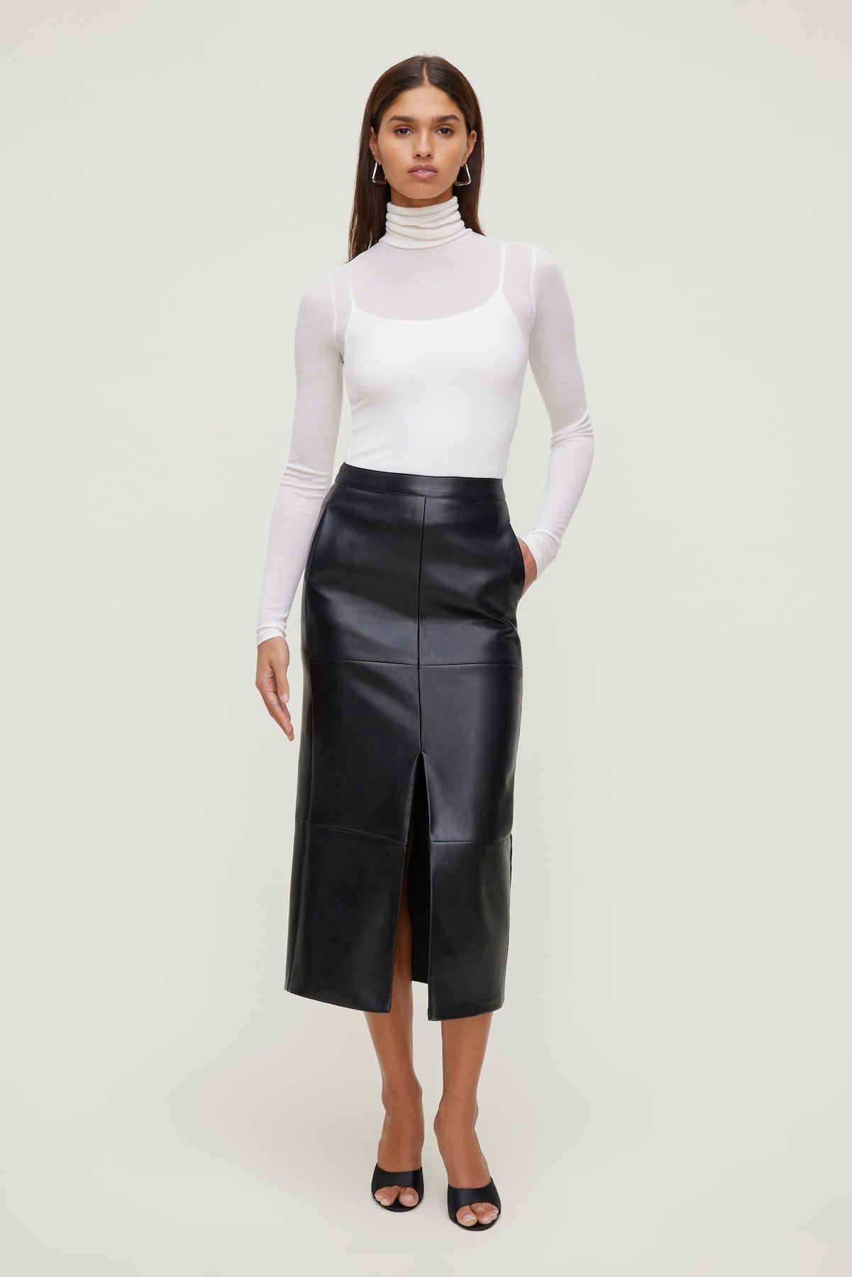Sheer Layered Cami and Turtleneck Beige - Dynamite