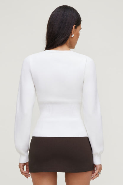 Cinched Waist Cardigan White - Dynamite