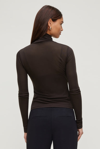 Sheer Layered Cami and Turtleneck Brown - Dynamite