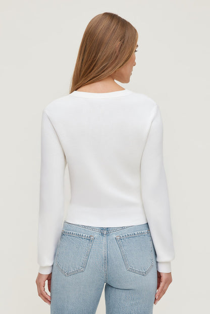 Rebecca Crewneck Cardigan White - Dynamite